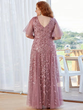 Leaf Sequin Ruffled Bridesmaid Dress
